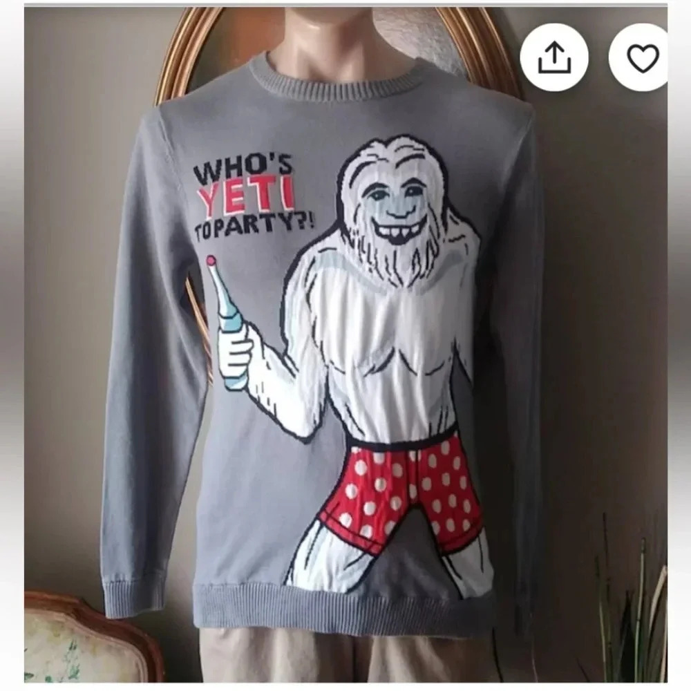 Christmas Sweater Who's Yeti To Party?‎ Men’s Large